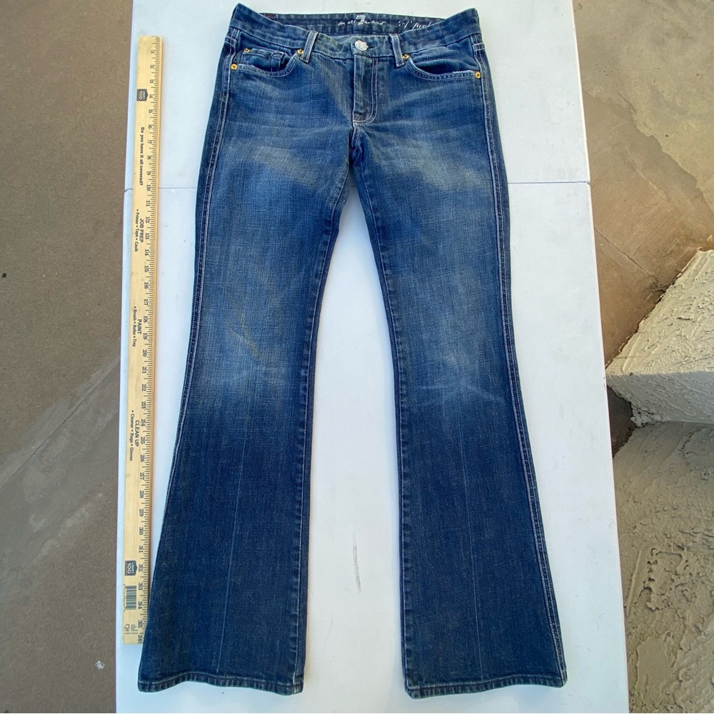 7 For All Mankind "A" Pocket Flare jeans Womens 28 Dark Wash Low Rise Rockabilly